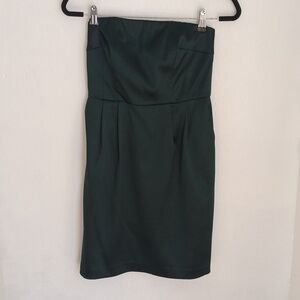 Express Design Studio Womens Strapless Cocktail Dress Size 2 Green Satin Pockets